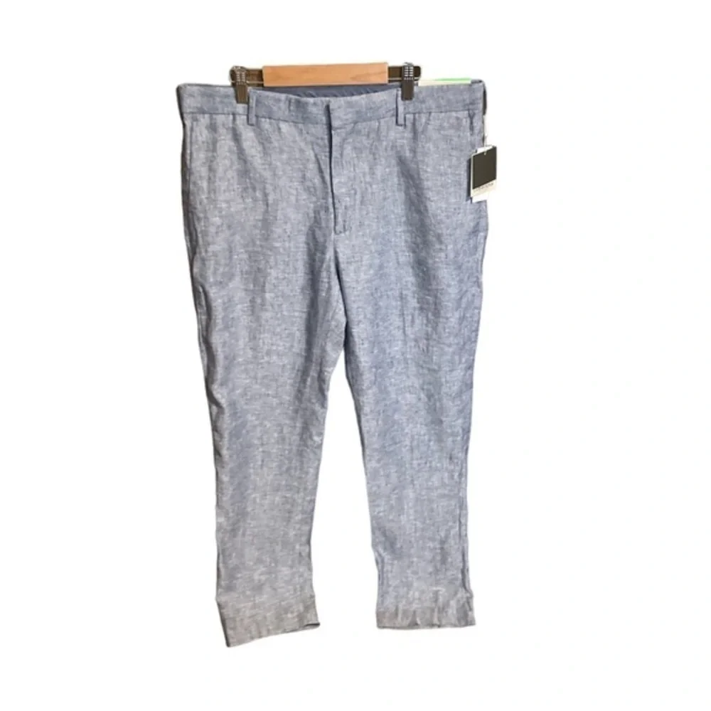 Cubavera pants men’s dark denim linen blue dress nwt Sz W34 L30